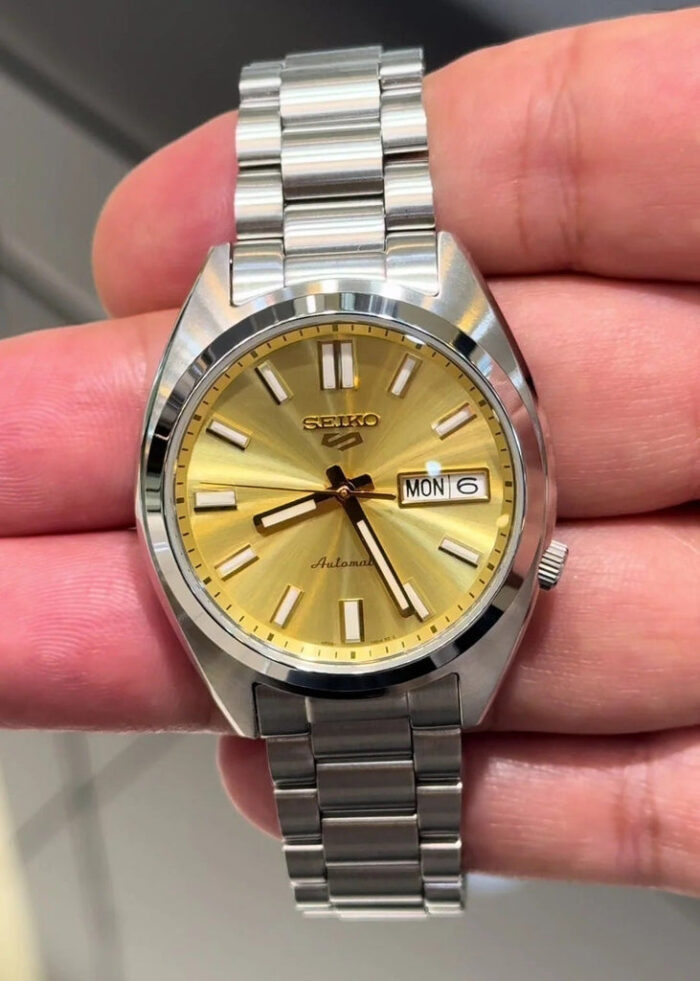Seiko 5 Sports SNXS Automatic Gold Dial Silver Steel Strap Watch for Men - SRPL59K1 - Image 11